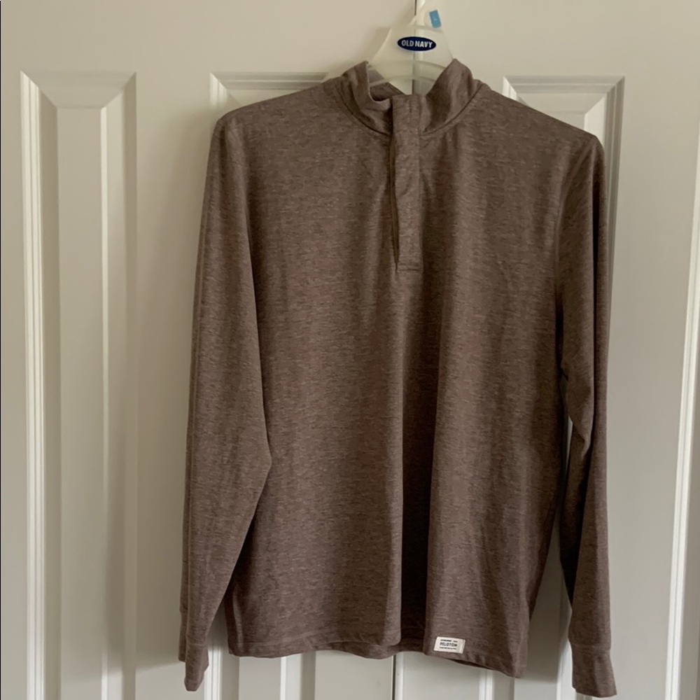 Men’s Large Peloton Brown Long Sleeve Top, fitted, New, qtr snap neckline